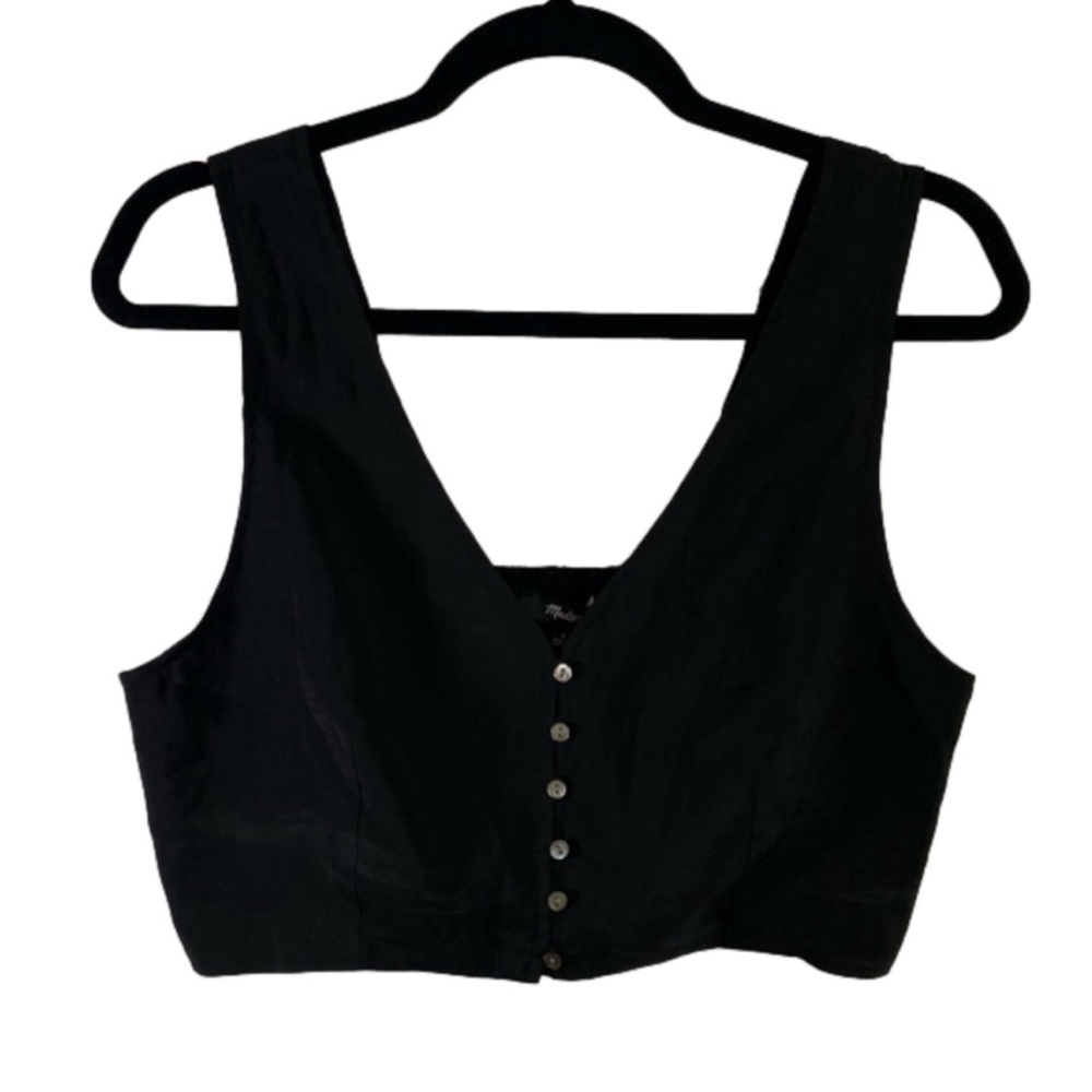 Madewell Gwen Black Crop Top Vest Size 8 NWT - Picture 1 of 7